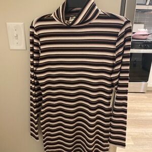 Striped Long Sleeve Turtleneck Top